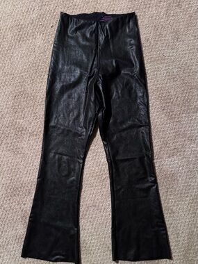 Commando Black leather flare cropped pants
